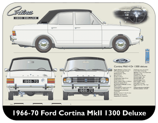 Ford Cortina MkII 1300 Deluxe 1966-70 Place Mat, Medium